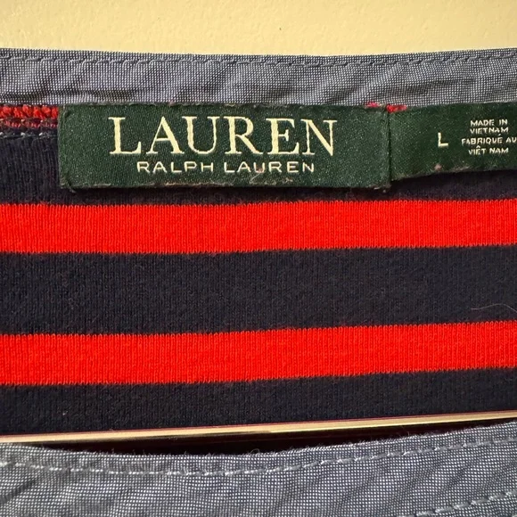 Lauren Ralph Lauren Red and Navy Striped Tee - Picture 4 of 5